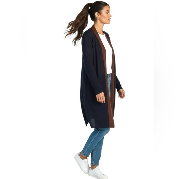 Eileen Fisher Sweaters - Eileen Fisher long jersey knit open cardigan in midnight navy Women’s size S